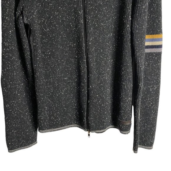 Private Member Men’s Marled Black Knit Sweater Full Zip Jacket - Picture 3 of 7